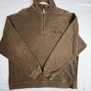 Columbia Fleece Pullover XL Brown Vintage Quarter Zip Made in USA Mens